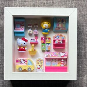 Hello Kitty Miniature Shadow Box Wall Art Hanging OOAK